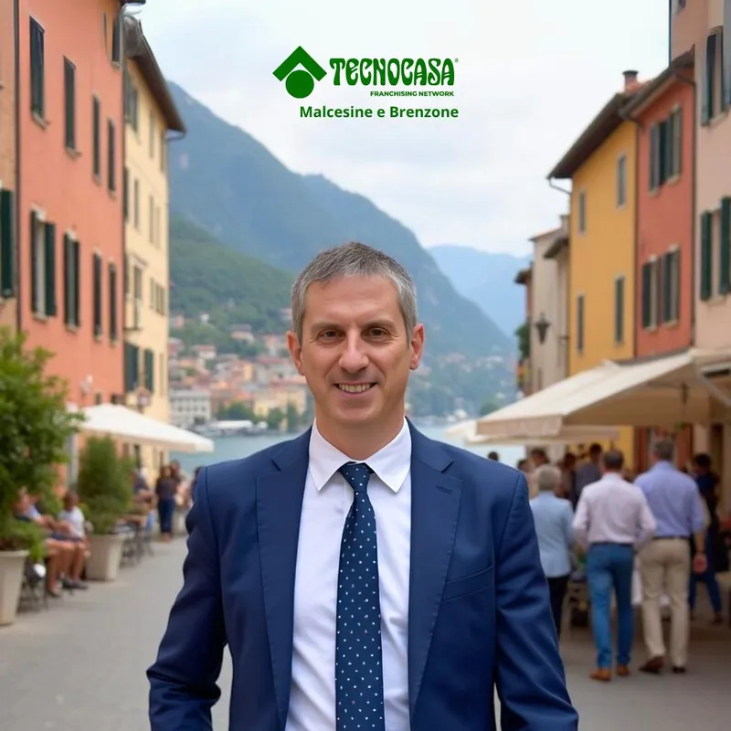 Angelo Trezzi, agente immobiliare Tecnocasa, nel centro storico di Malcesine